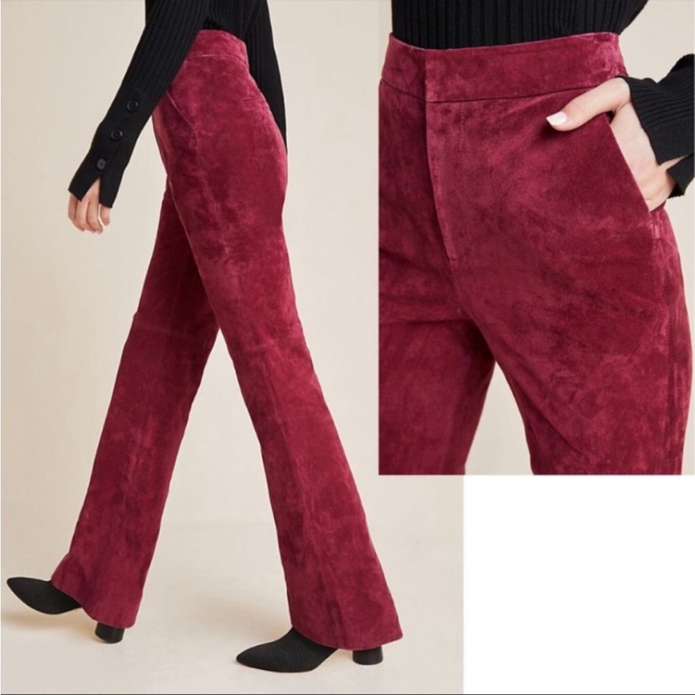 Anthropologie High Rise Suede Bootcut Pants - Picture 4 of 9